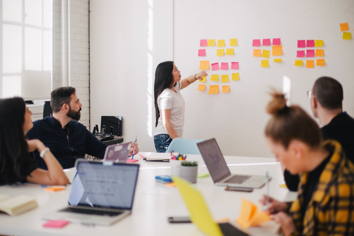 Small group AI skills session at AI Learn SG studio